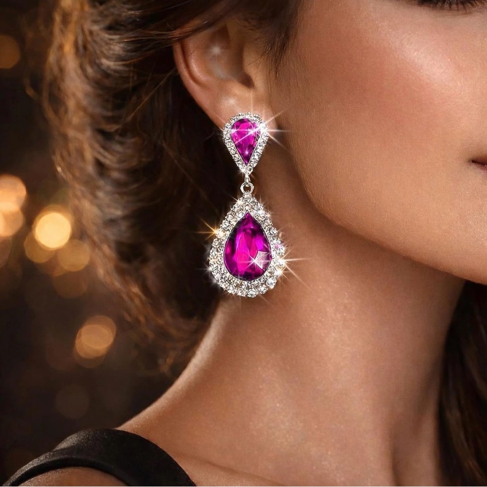 Elegant Pink Teardrop Earrings J171
